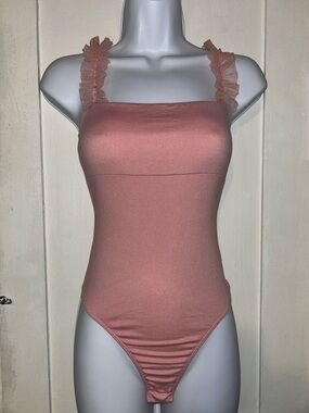Forever 21 Dusty Pink Ruffle Strap Bodysuit